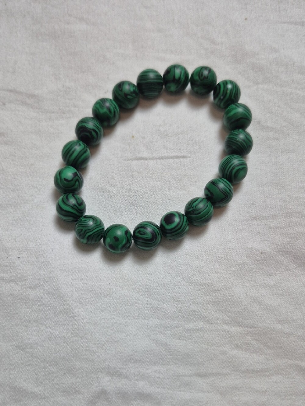 Malachite Green Swirl Beaded Stretch Bracelet - Women Jewelry